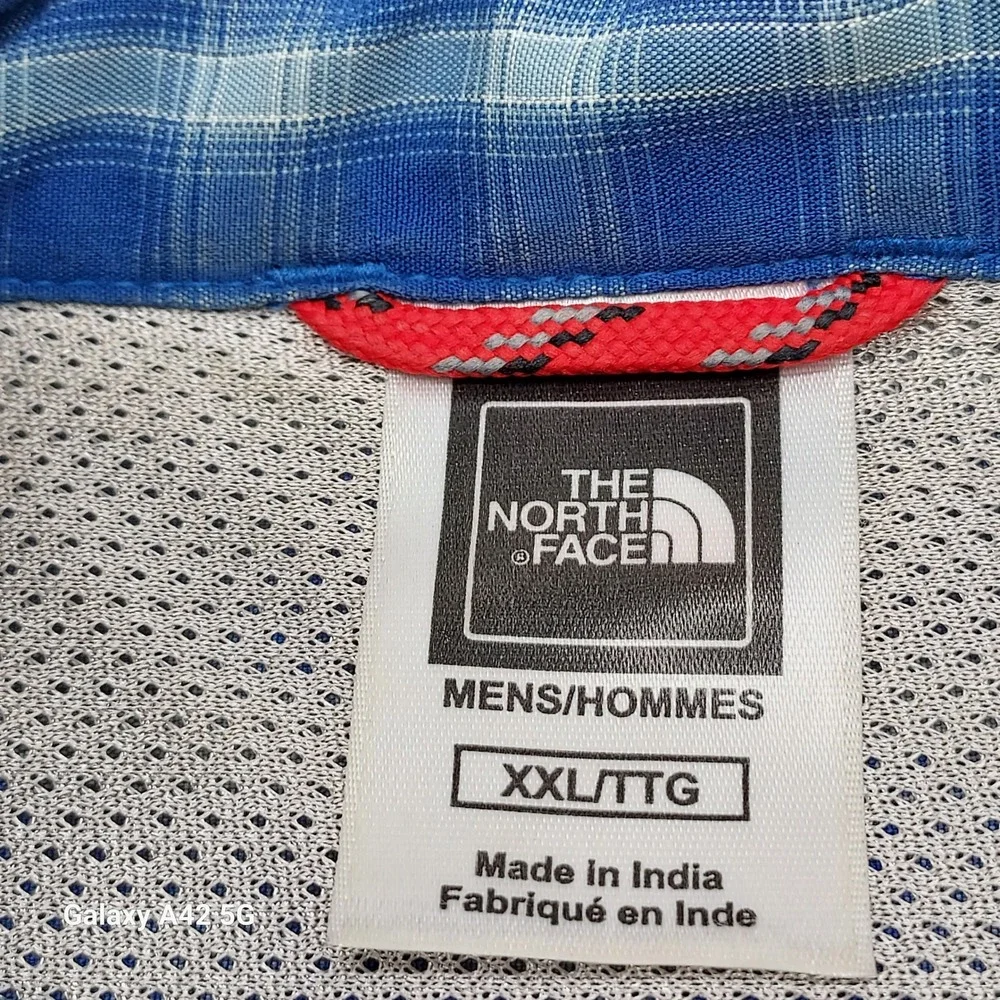 The‎ North Face Mens XXL Blue Plaid Short Sleeve Button Up Shirt Modal Blend